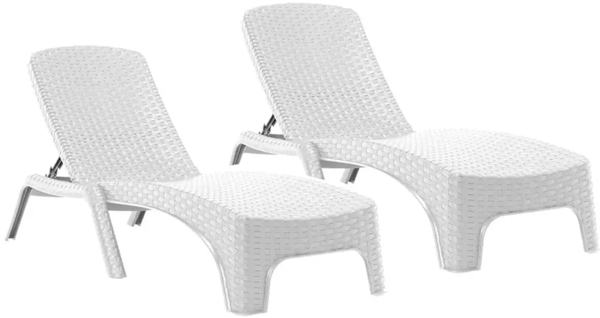 Roma Set of 2 Chaise Lounger-White