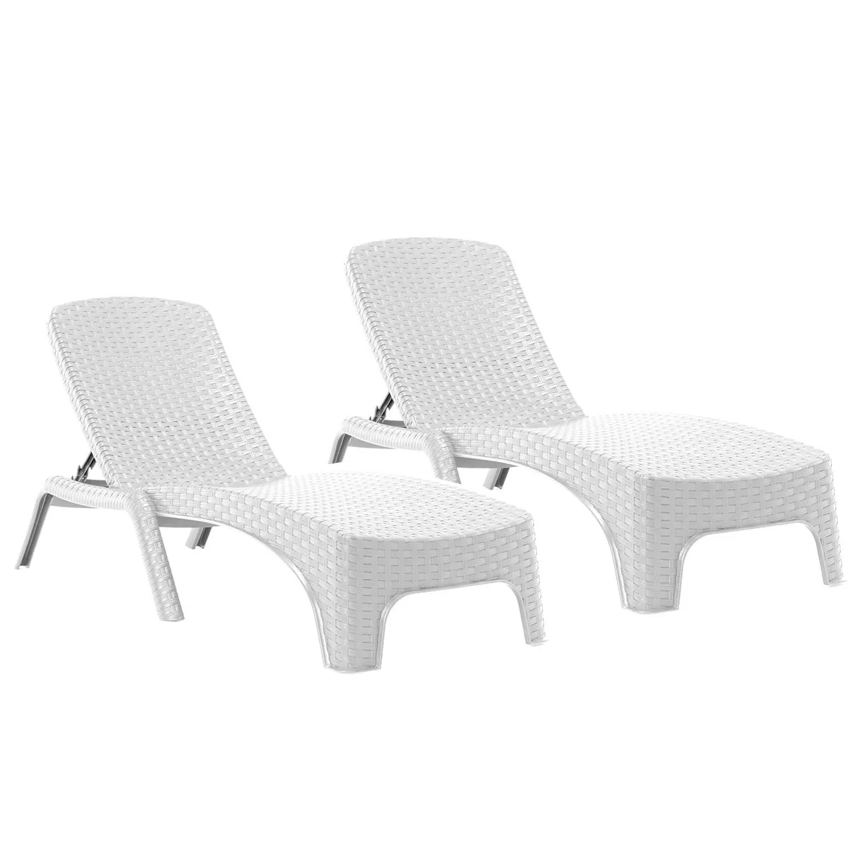 Roma Set of 2 Chaise Lounger-White