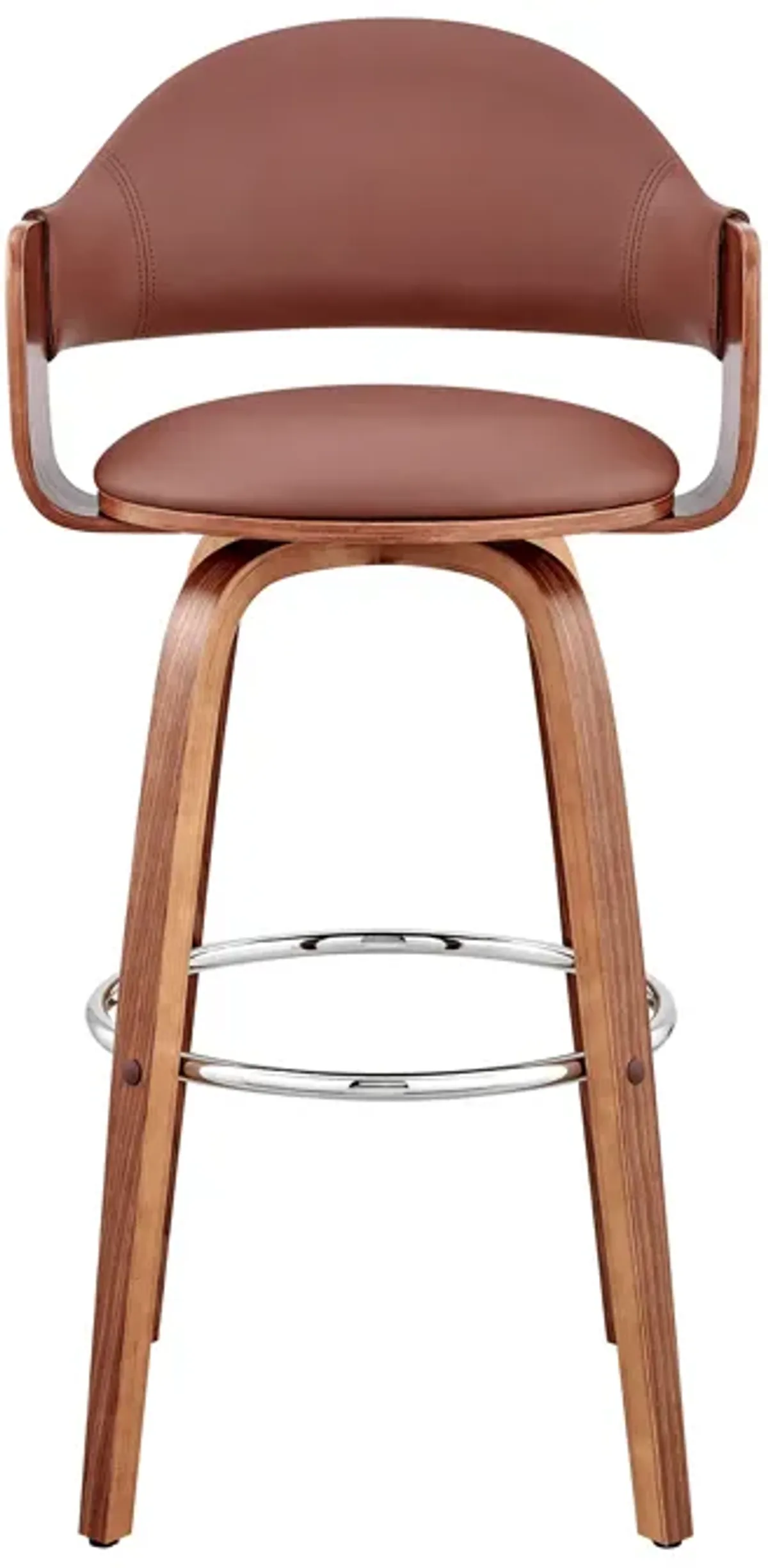 Daxton 26" Brown Faux Leather and Walnut Wood Bar Stool