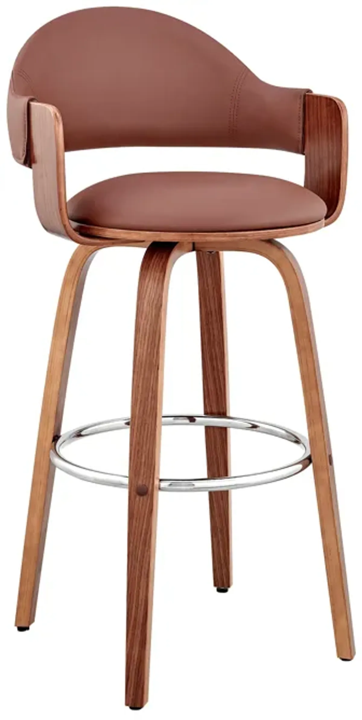 Daxton 26" Brown Faux Leather and Walnut Wood Bar Stool