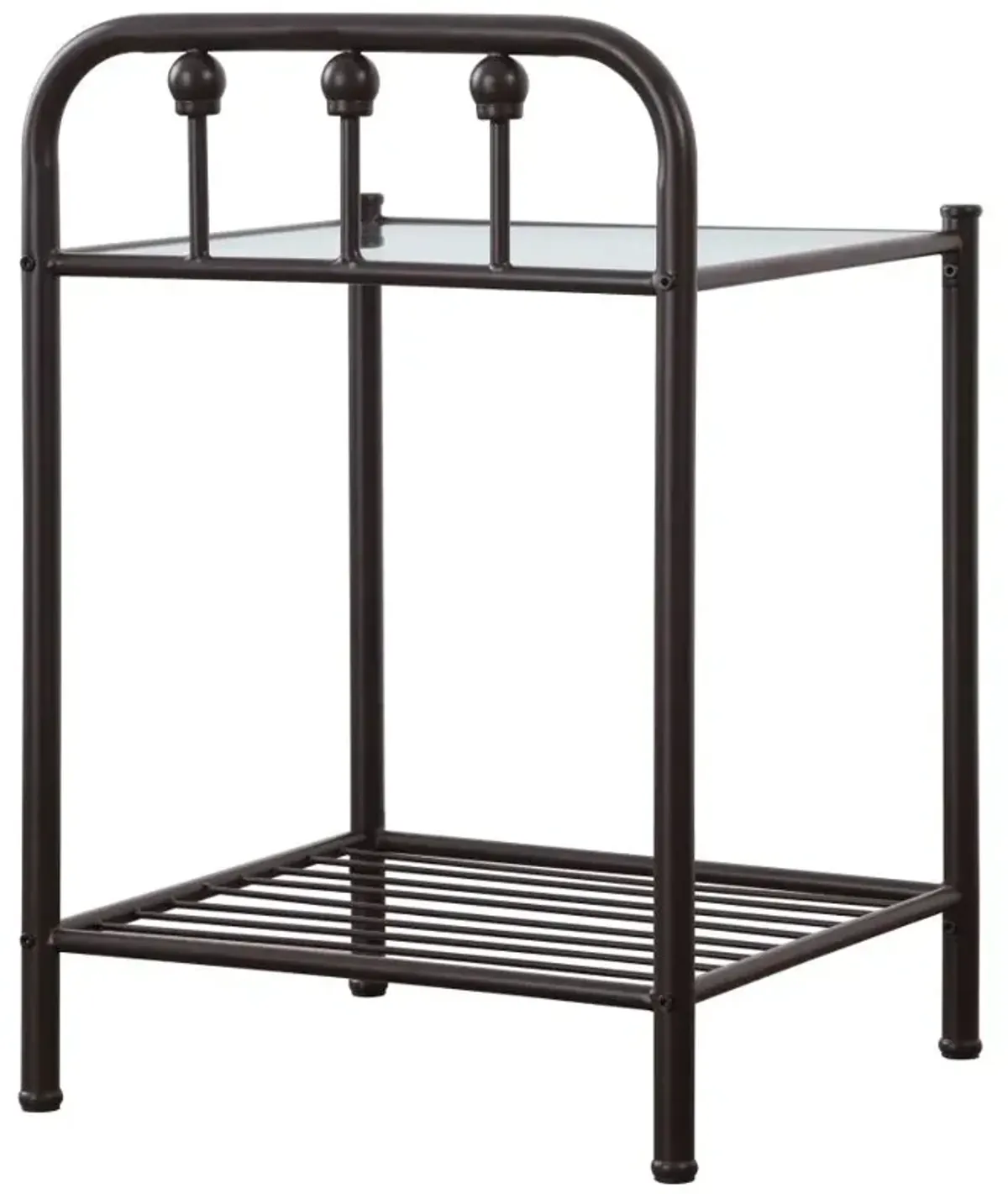 Livingston 1-shelf Nightstand with Glass Top Dark Bronze