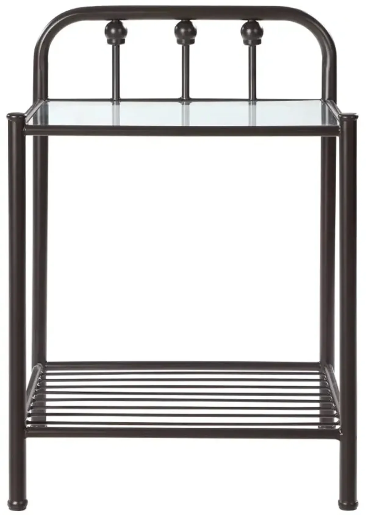 Livingston 1-shelf Nightstand with Glass Top Dark Bronze