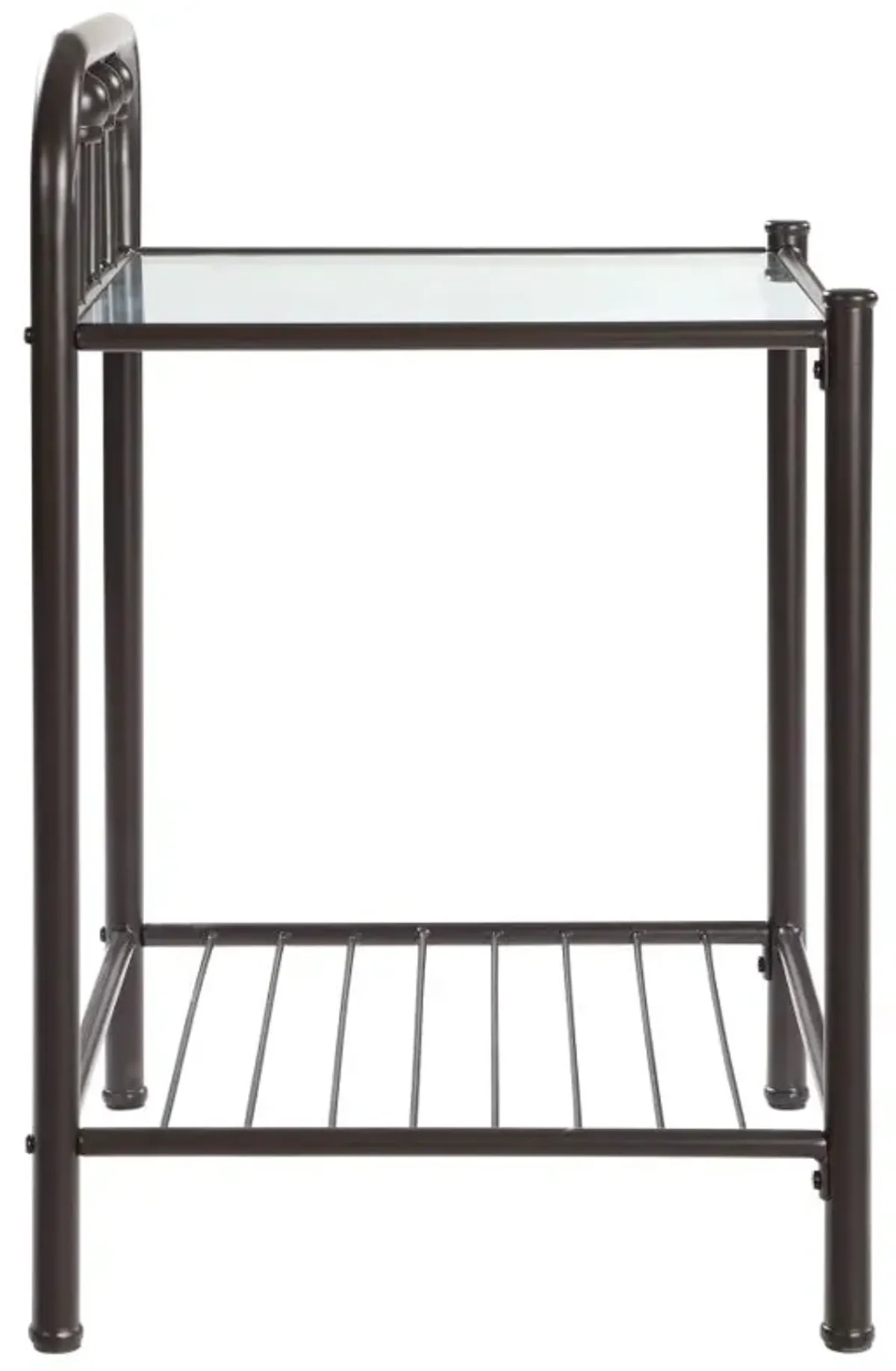 Livingston 1-shelf Nightstand with Glass Top Dark Bronze