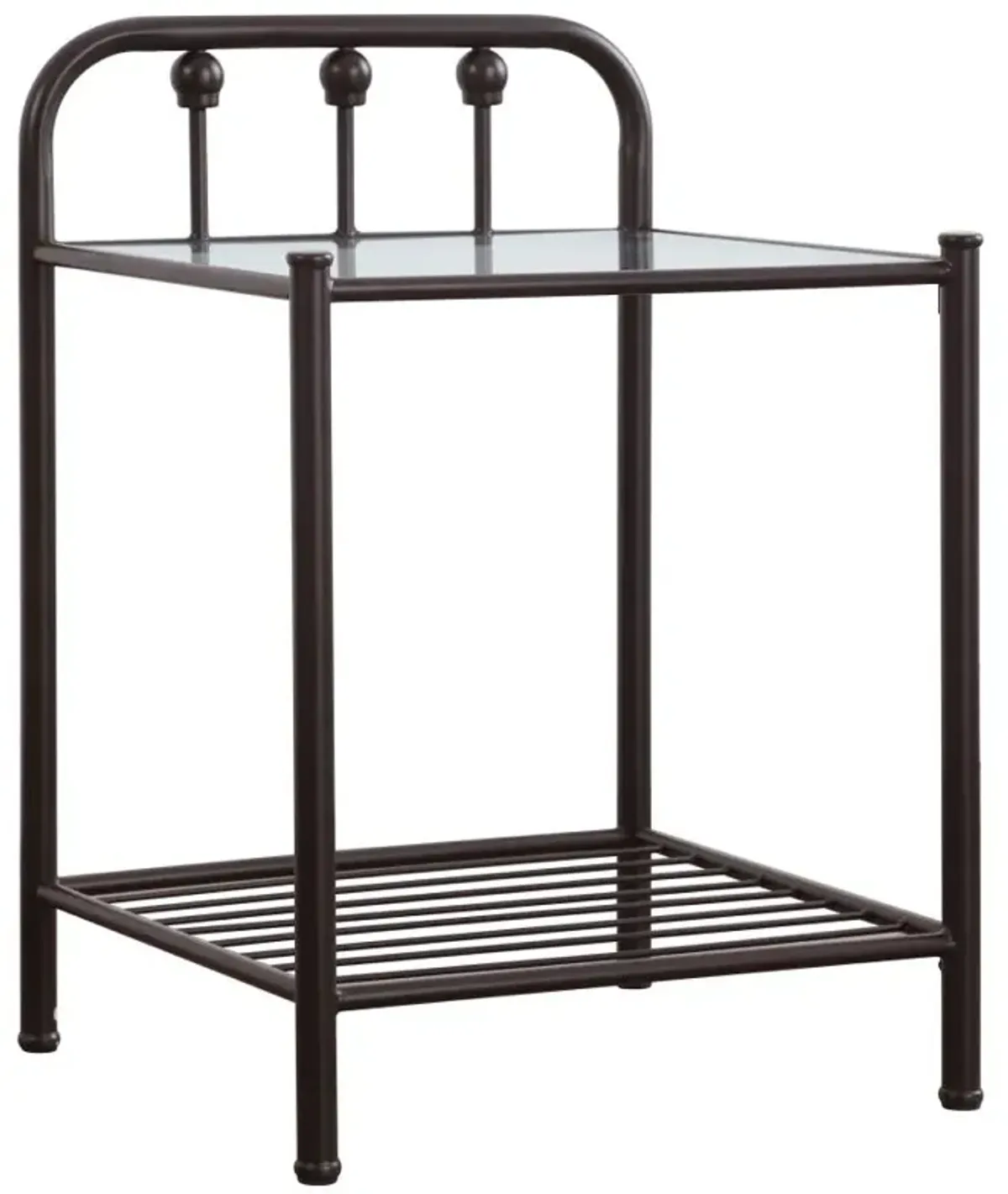 Livingston 1-shelf Nightstand with Glass Top Dark Bronze