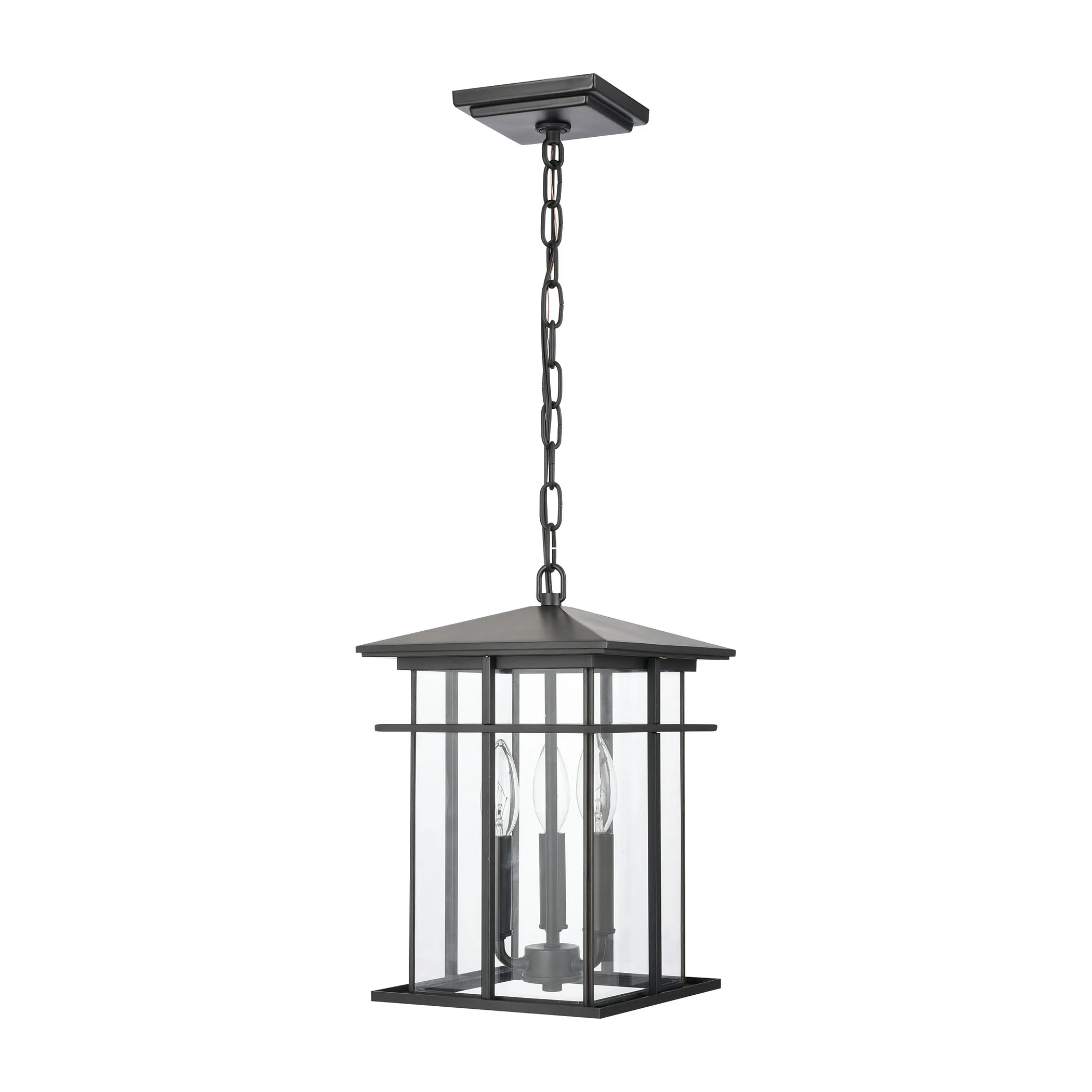 Oak Park 9" Wide 3-Light Outdoor Pendant - Matte Black