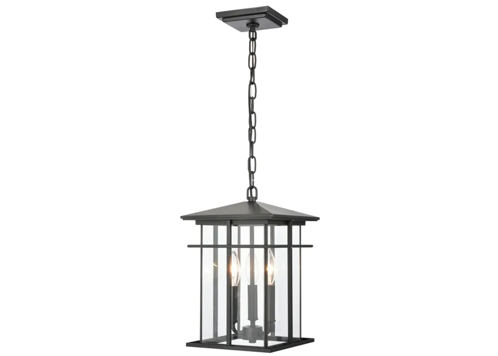 Oak Park 9" Wide 3-Light Outdoor Pendant - Matte Black