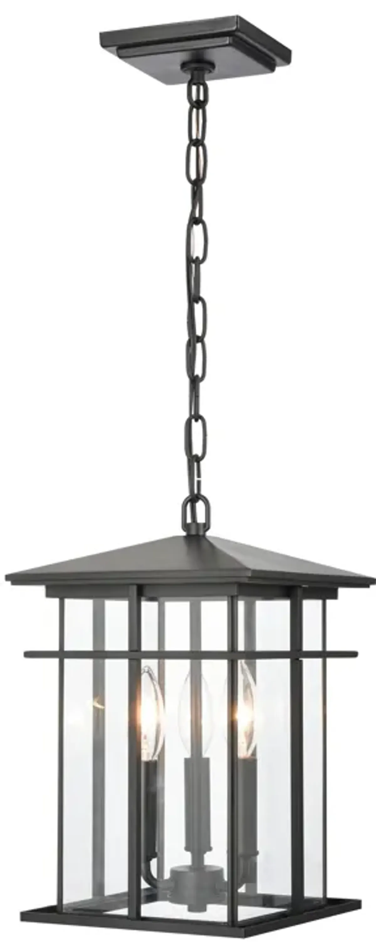 Oak Park 9" Wide 3-Light Outdoor Pendant - Matte Black