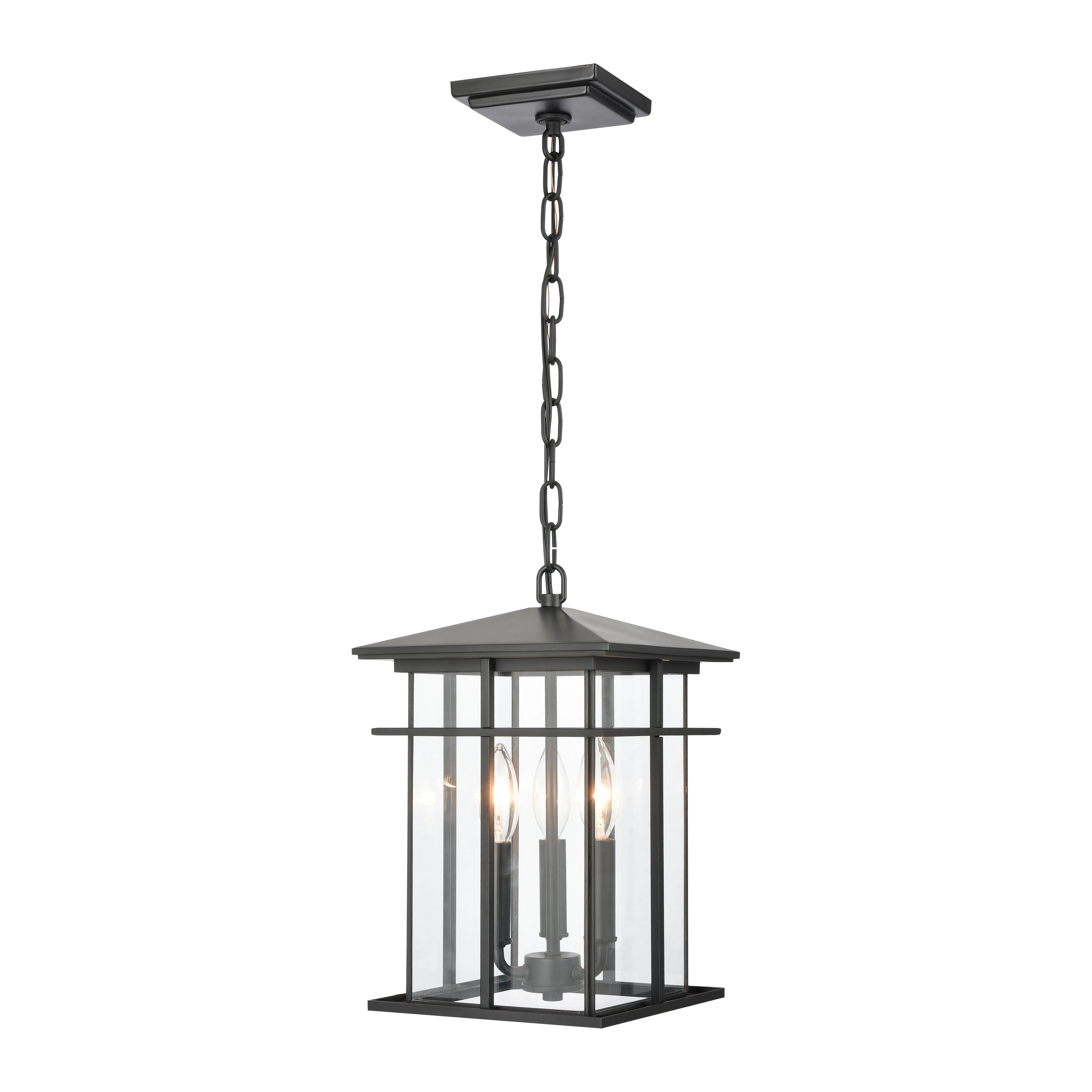 Oak Park 9" Wide 3-Light Outdoor Pendant - Matte Black