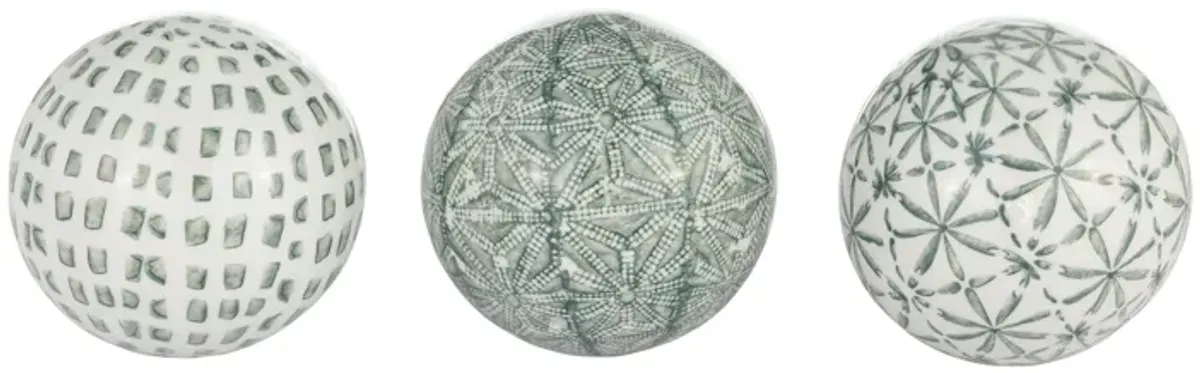 Cer, Boxed 4" 3/a Painted Orbs, Green