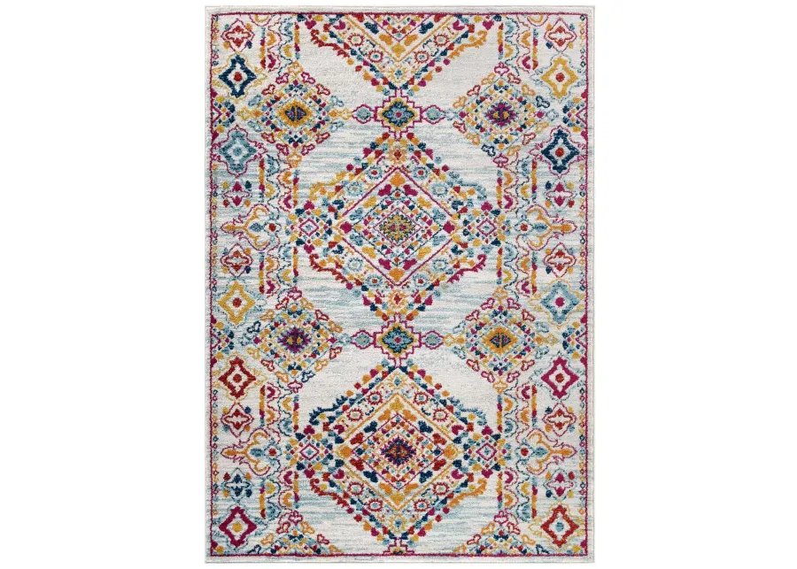 Entourage Khalida Distressed Vintage Floral Lattice 5x8 Area Rug