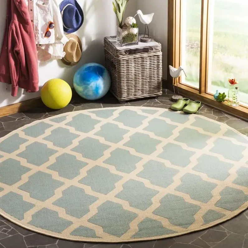 LINDEN 122 Collection LND122K-6R Aqua / Cream 6'-7" X 6'-7" Round