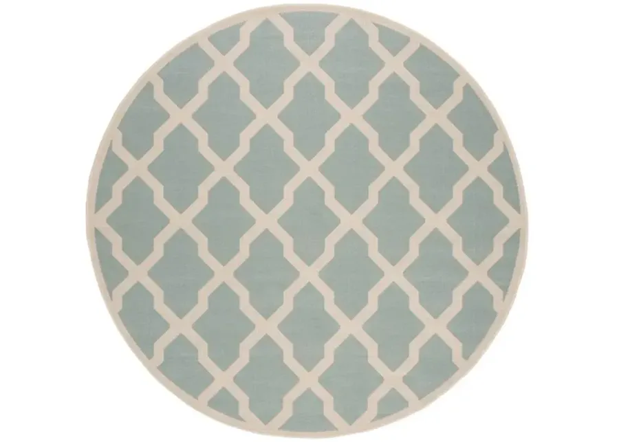 LINDEN 122 Collection LND122K-6R Aqua / Cream 6'-7" X 6'-7" Round