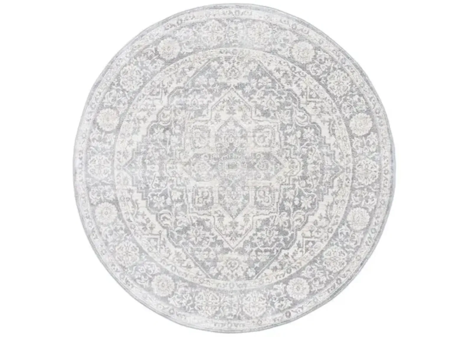 Brentwood 832 Light Grey / Ivory 6'-7" X 6'-7" Round Round Powerloomed Rug