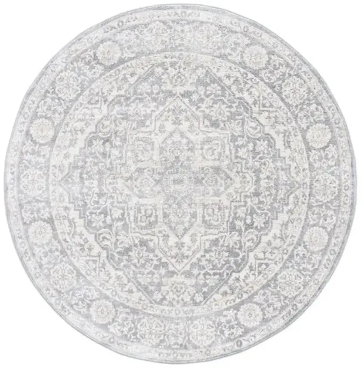 Brentwood 832 Light Grey / Ivory 6'-7" X 6'-7" Round Round Powerloomed Rug