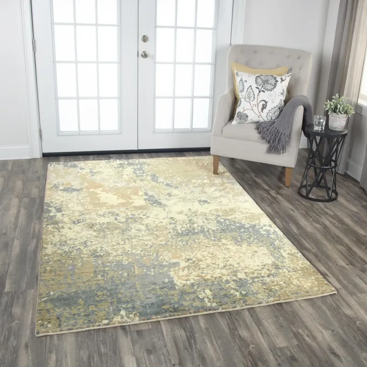 Impressions Beige Abstract NZ Wool/Tencel Blend 8' x 10' Rectangle Rug