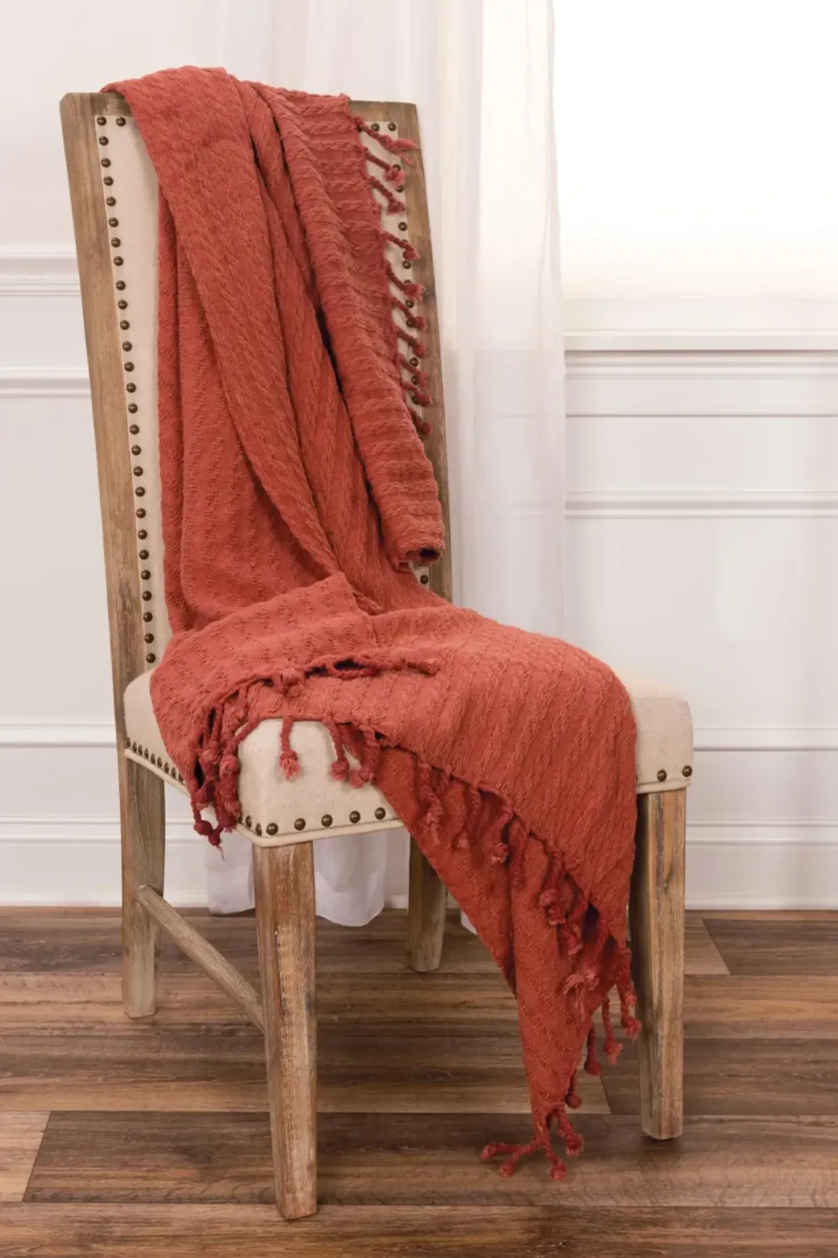 Cable Knit Dark Orange Throw