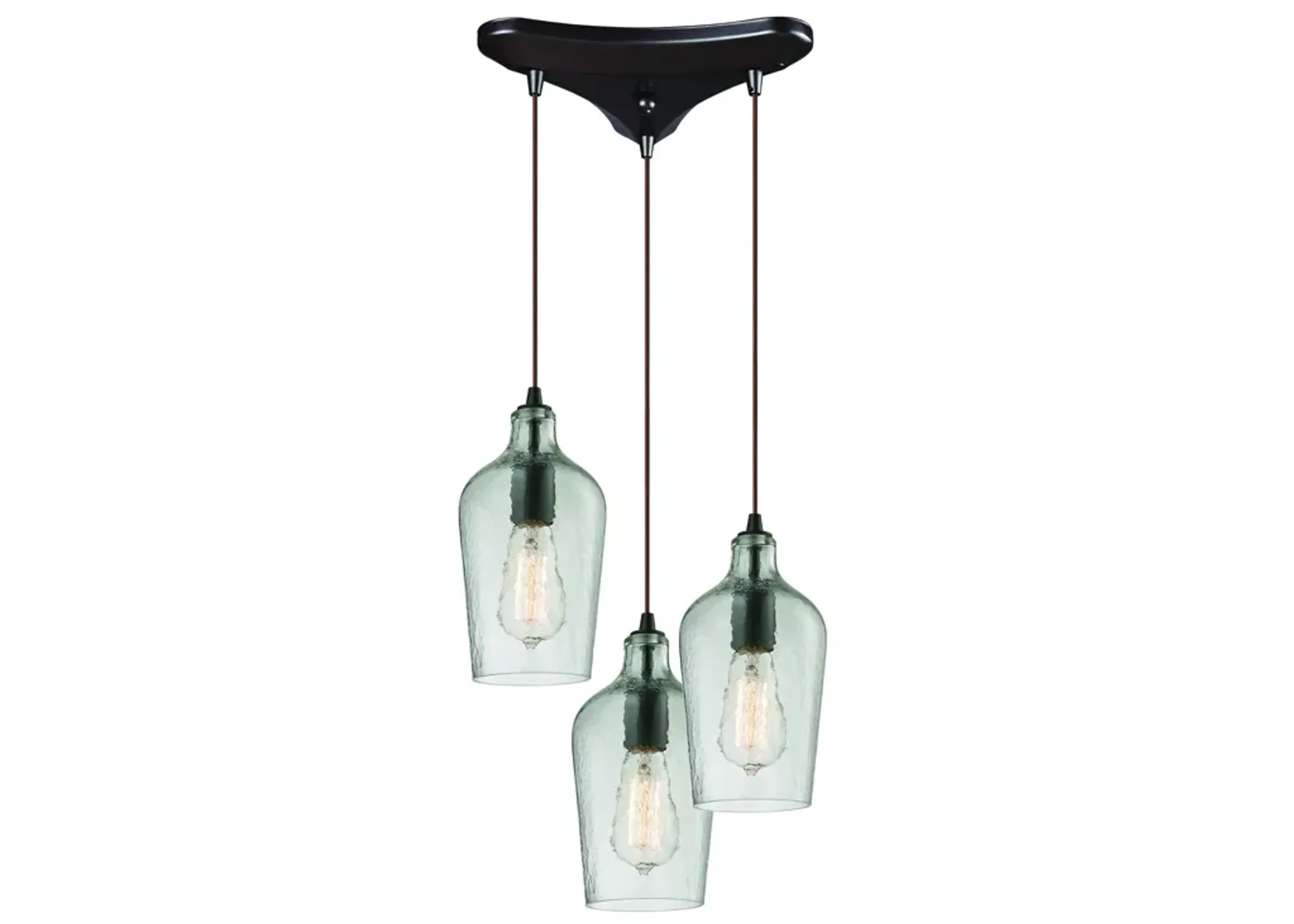 Hammered Glass Configurable Multi Pendant - Oil Rubbed Bronze