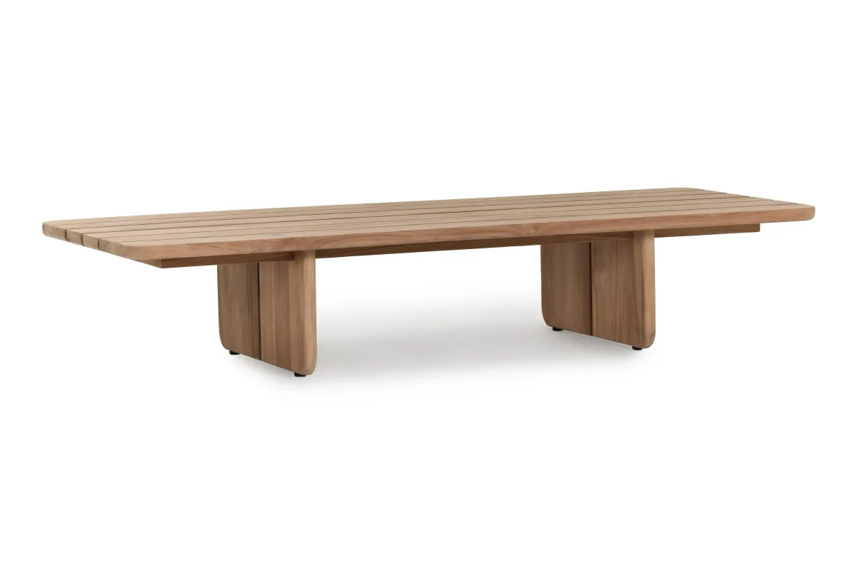 Hudson 63" Teak Wood Outdoor Coffee Table in Natural Tone