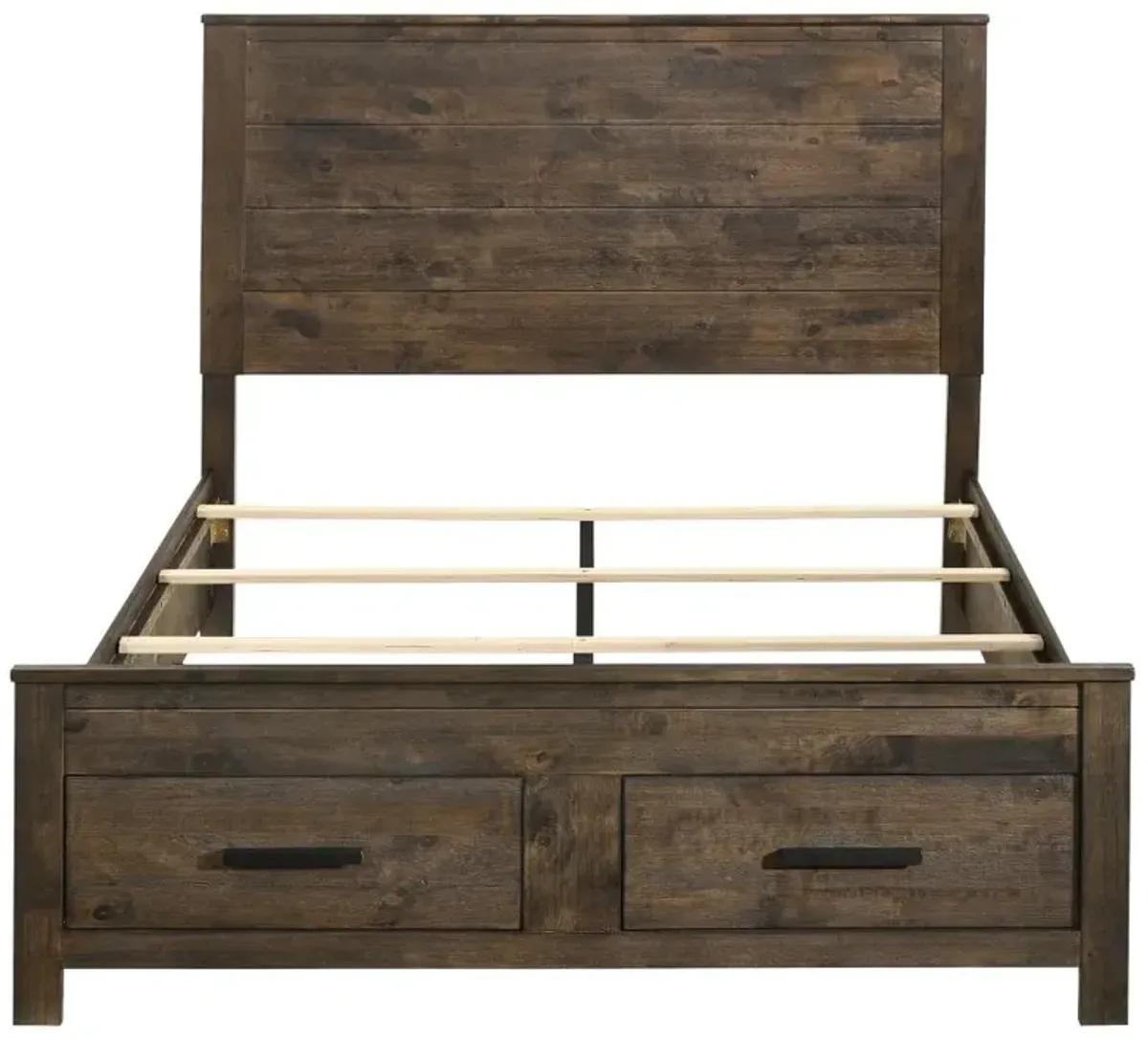 Woodmont Eastern King Storage Bed Rustic Golden Brown