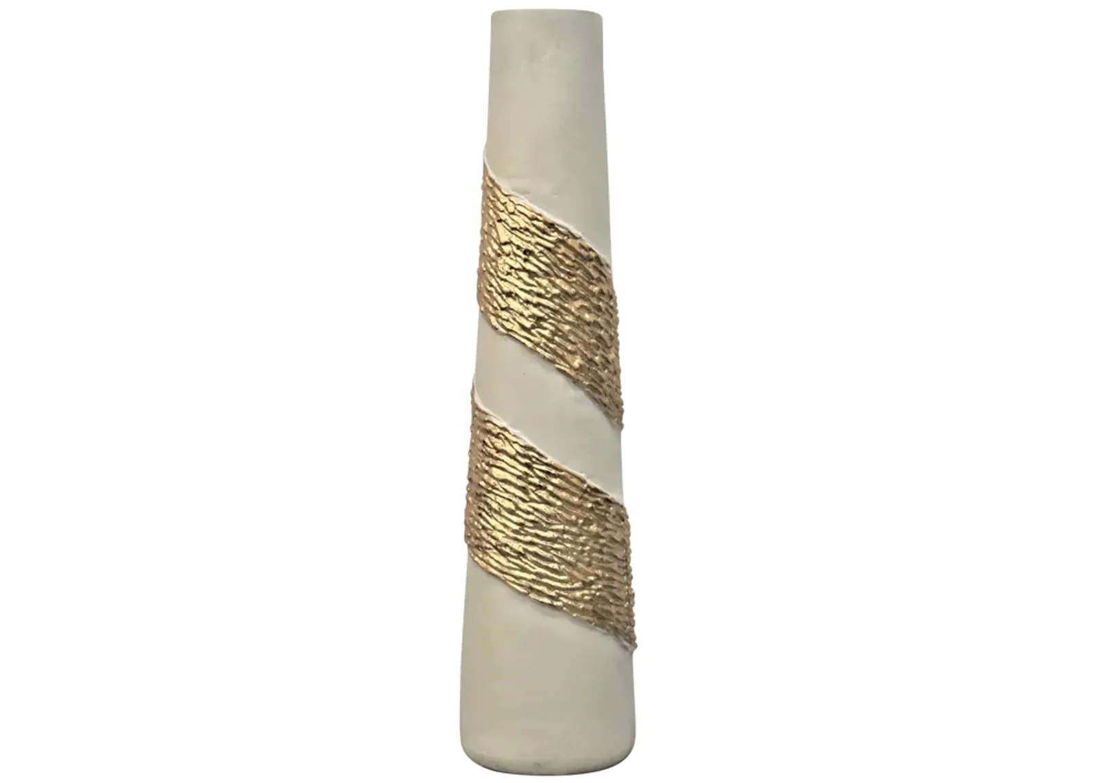 Glass, 26" Aluminum Wrapped Vase, White/gold