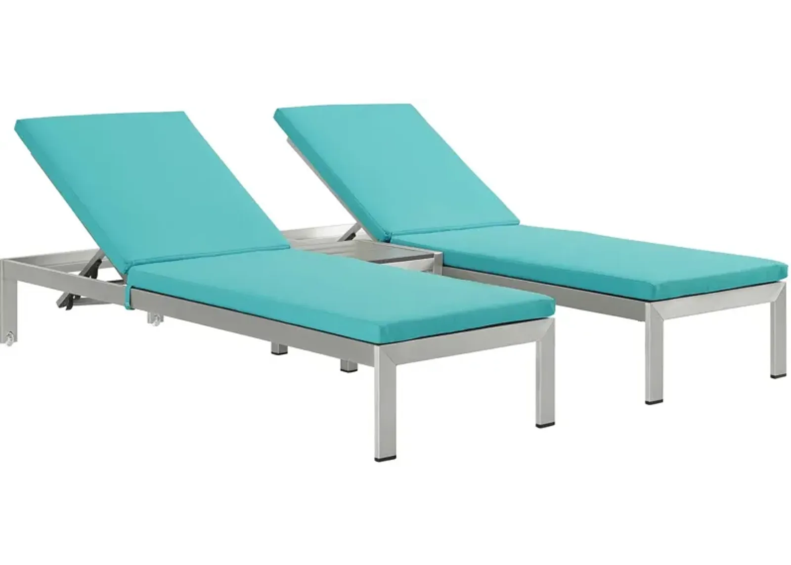 Shore 3 Piece Outdoor Patio Aluminum Chaise with Cushions