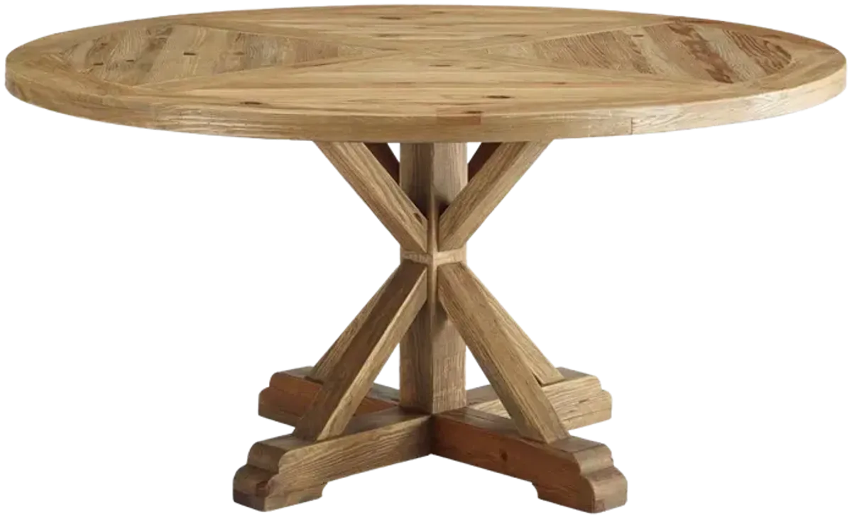 Stitch 59" Round Pine Wood Dining Table