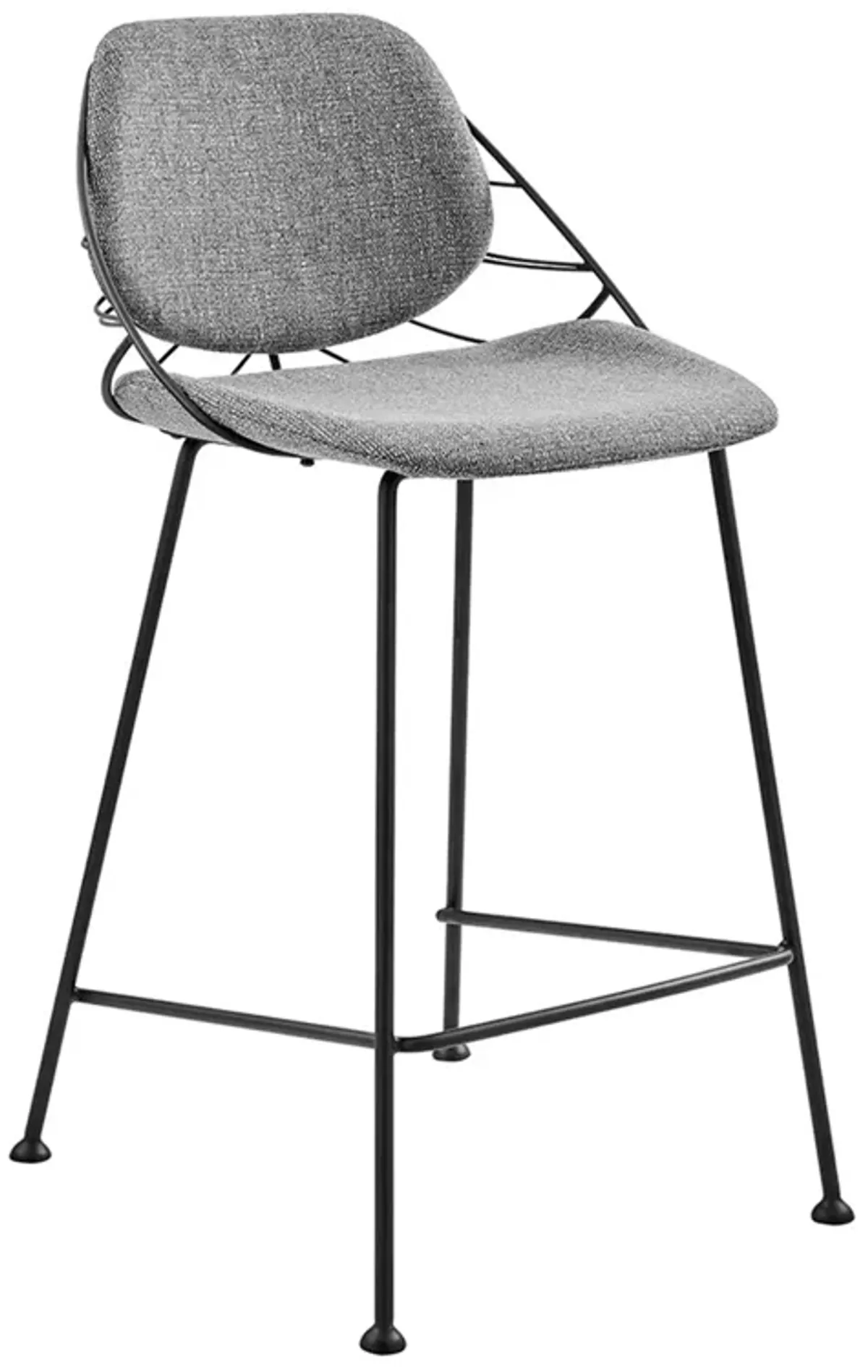 Linnea-C Counter Stool in Light Gray Fabric with Matte Black Frame and Legs - Set Of 2