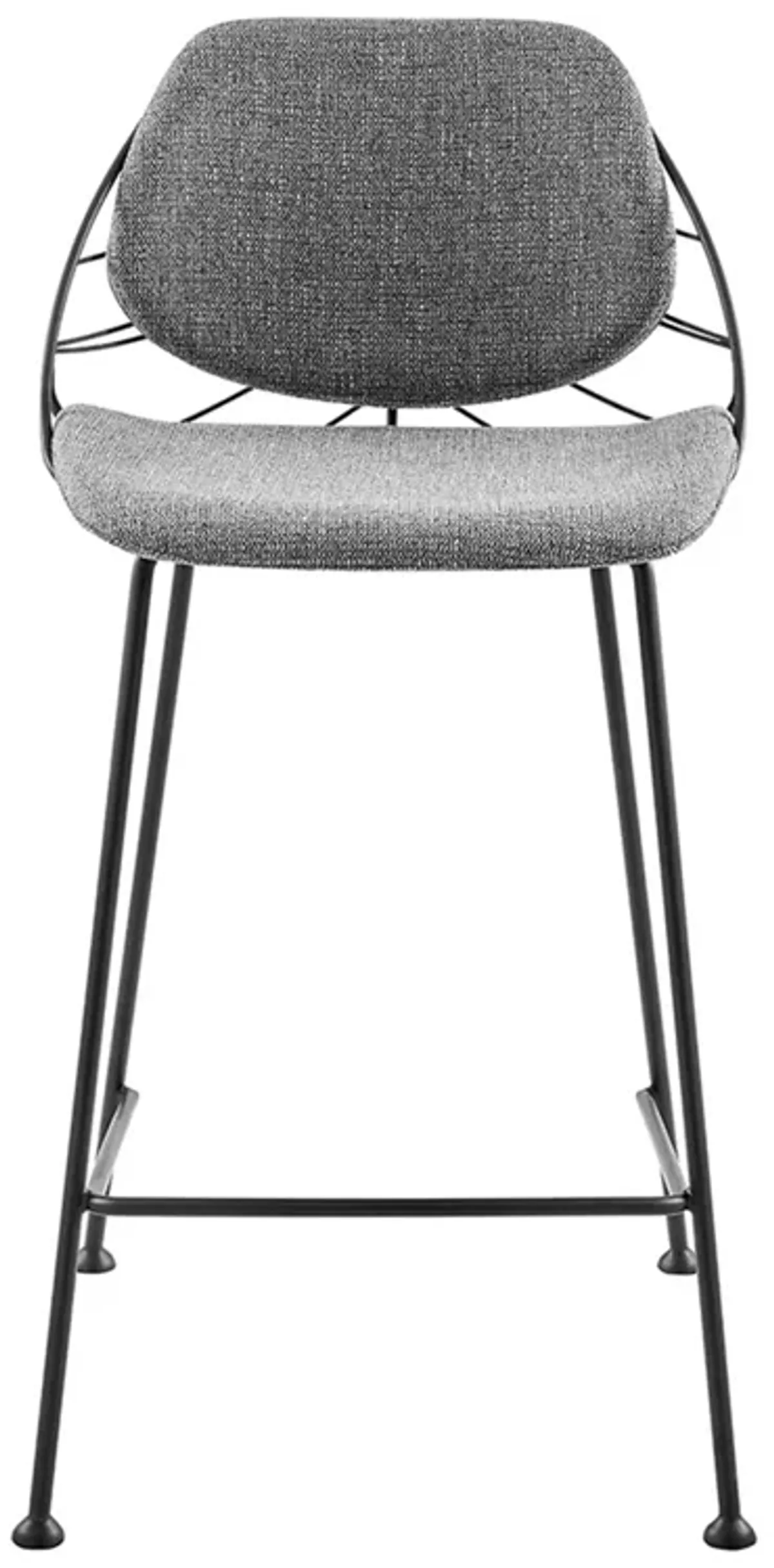 Linnea-C Counter Stool in Light Gray Fabric with Matte Black Frame and Legs - Set Of 2