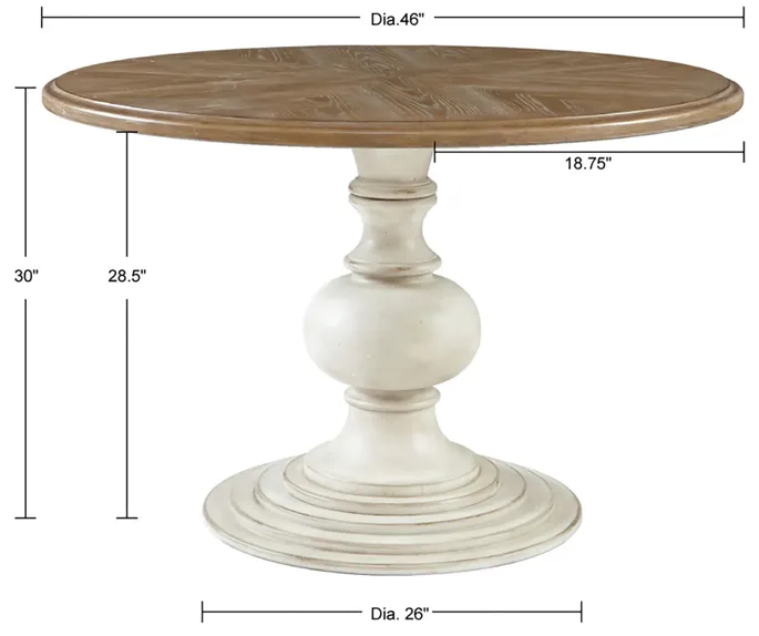 Madison Park Lexi Reclaimed Walnut/Antique Cream 46" Round Pedestal Dining Table