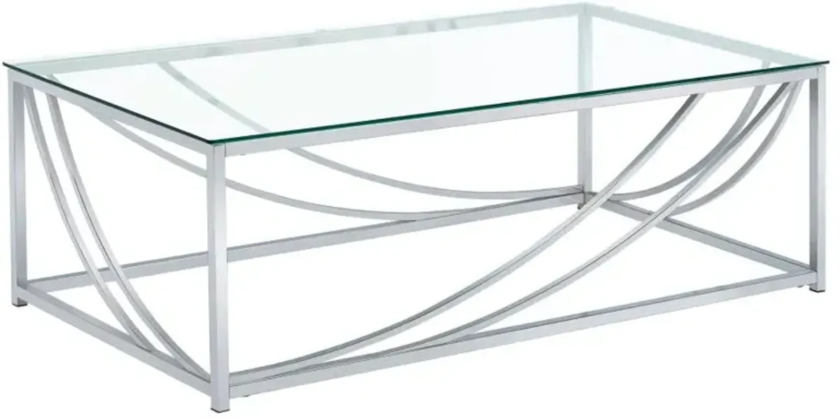 Lille Glass Top Rectangular Coffee Table Accents Chrome