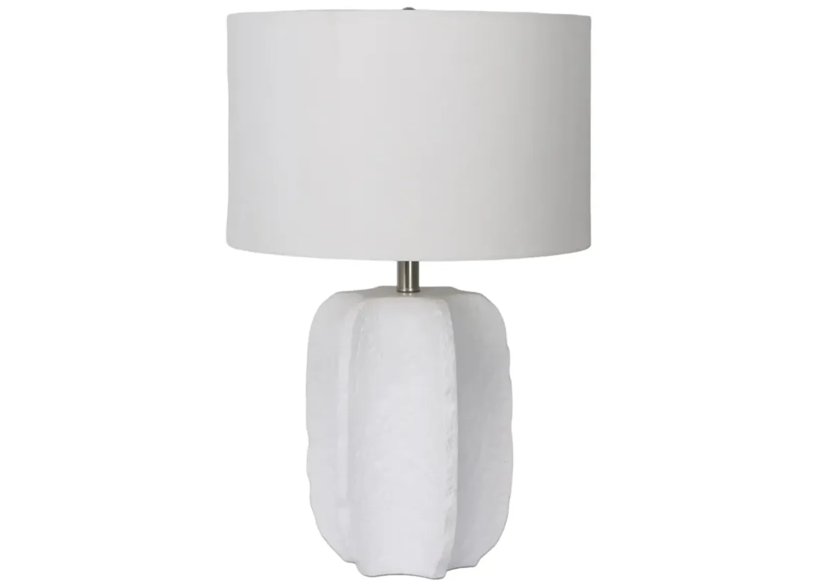 24" Textured Jagged Table Lamp, White