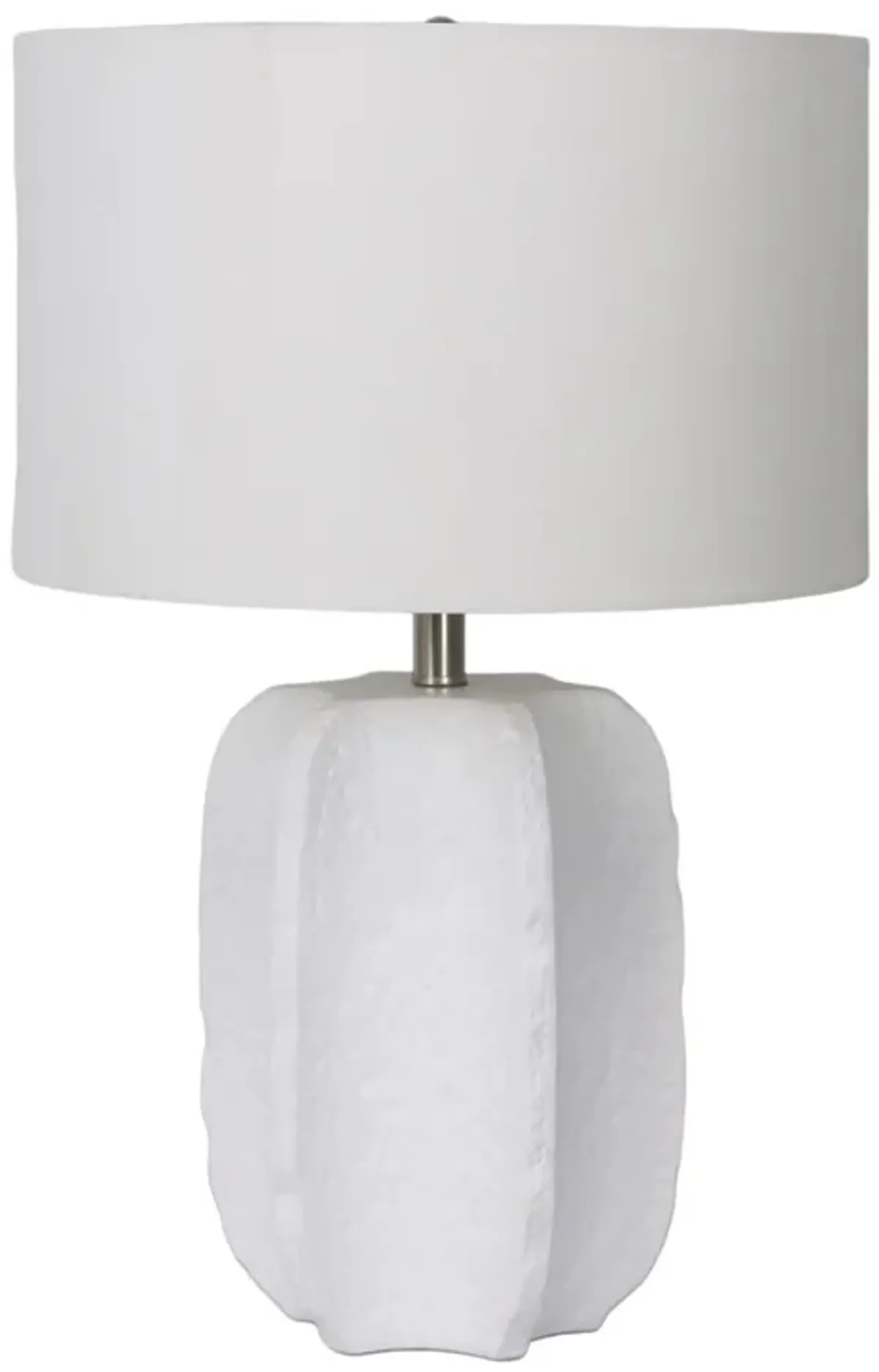 24" Textured Jagged Table Lamp, White