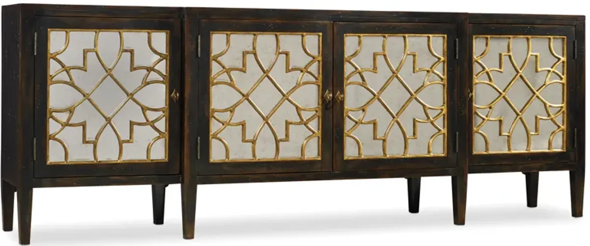 Sanctuary Four Door Mirrored Console- Ebony