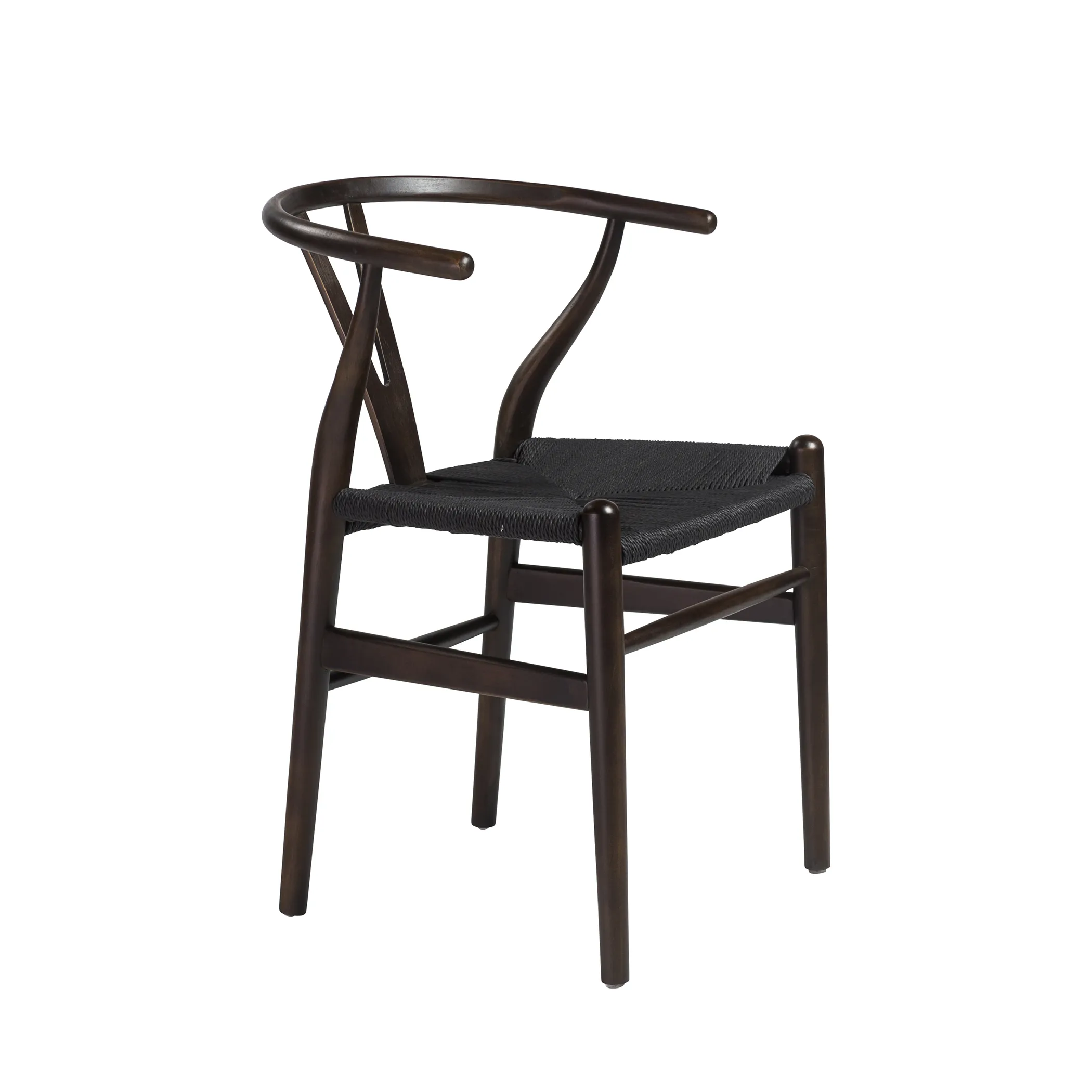 Evelina Side Chair with Walnut Stained Framed and Black Rush Seat - Set of 2