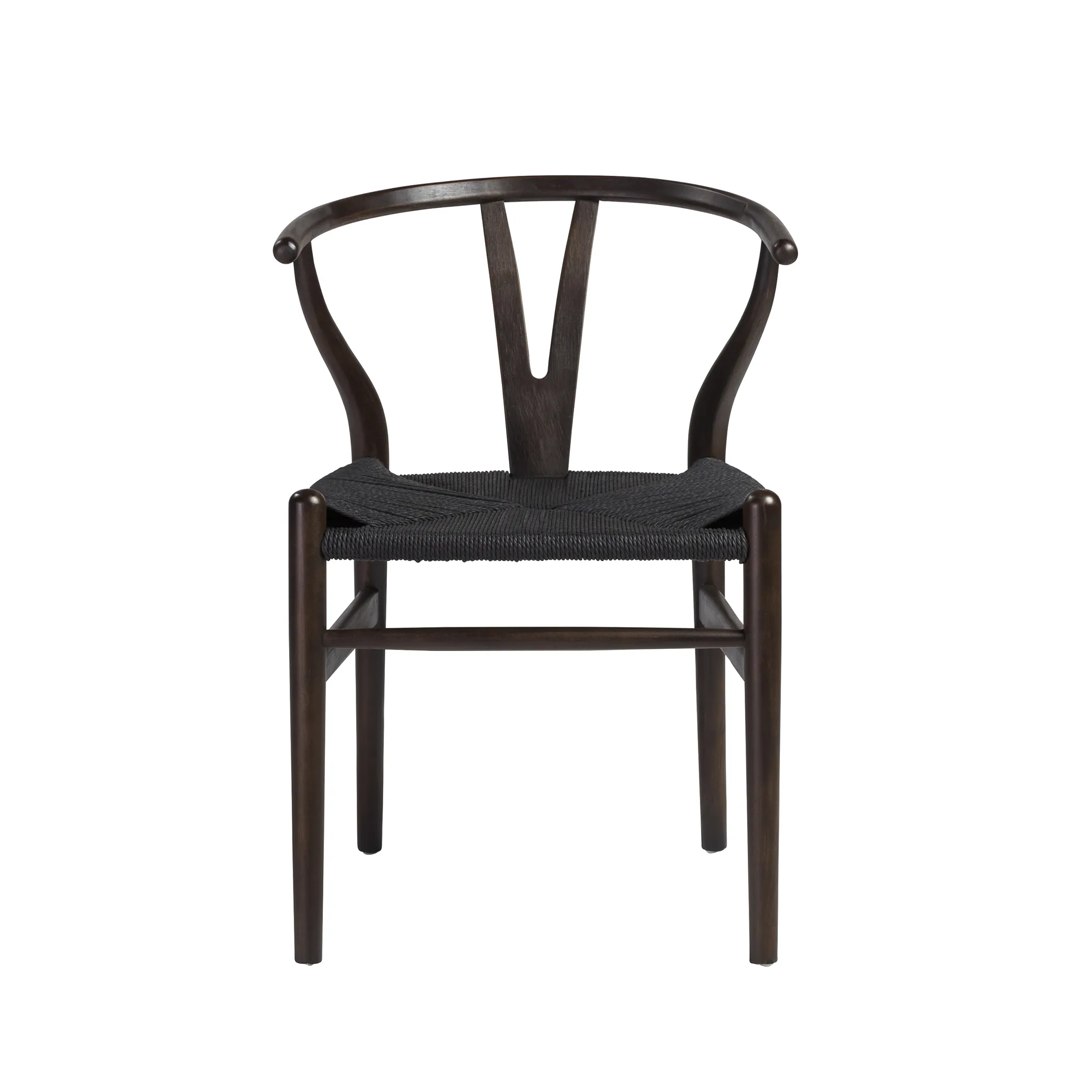 Evelina Side Chair with Walnut Stained Framed and Black Rush Seat - Set of 2