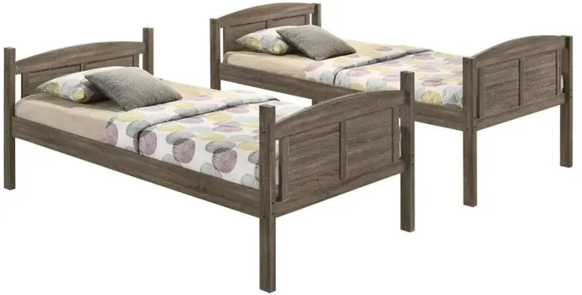 Flynn Twin Over Twin Bunk Bed Weathered Brown