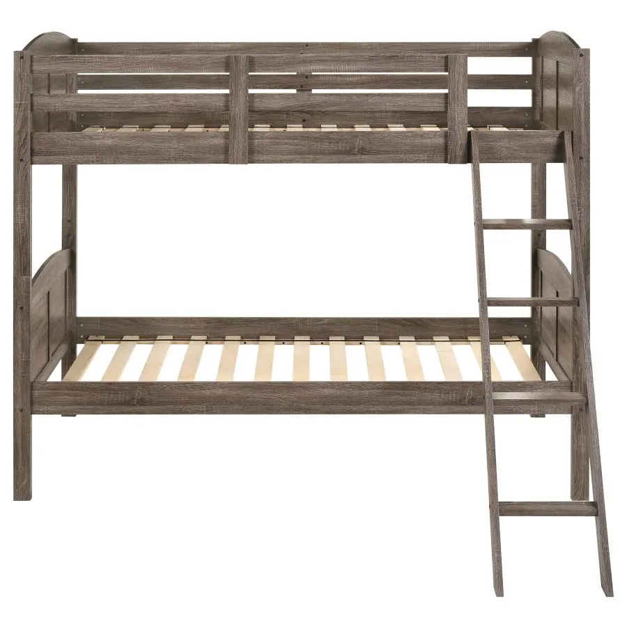 Flynn Twin Over Twin Bunk Bed Weathered Brown