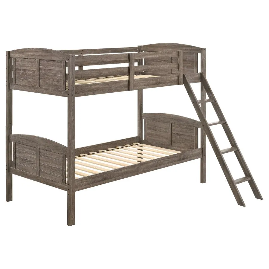 Flynn Twin Over Twin Bunk Bed Weathered Brown