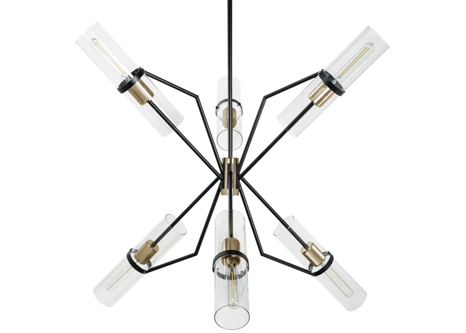 Everly 6 Light Chandelier, Black and Brass