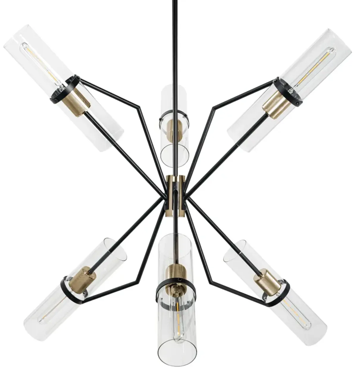 Everly 6 Light Chandelier, Black and Brass