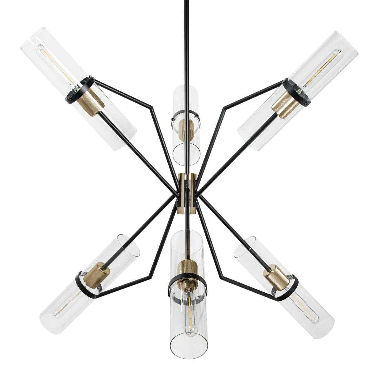 Everly 6 Light Chandelier, Black and Brass