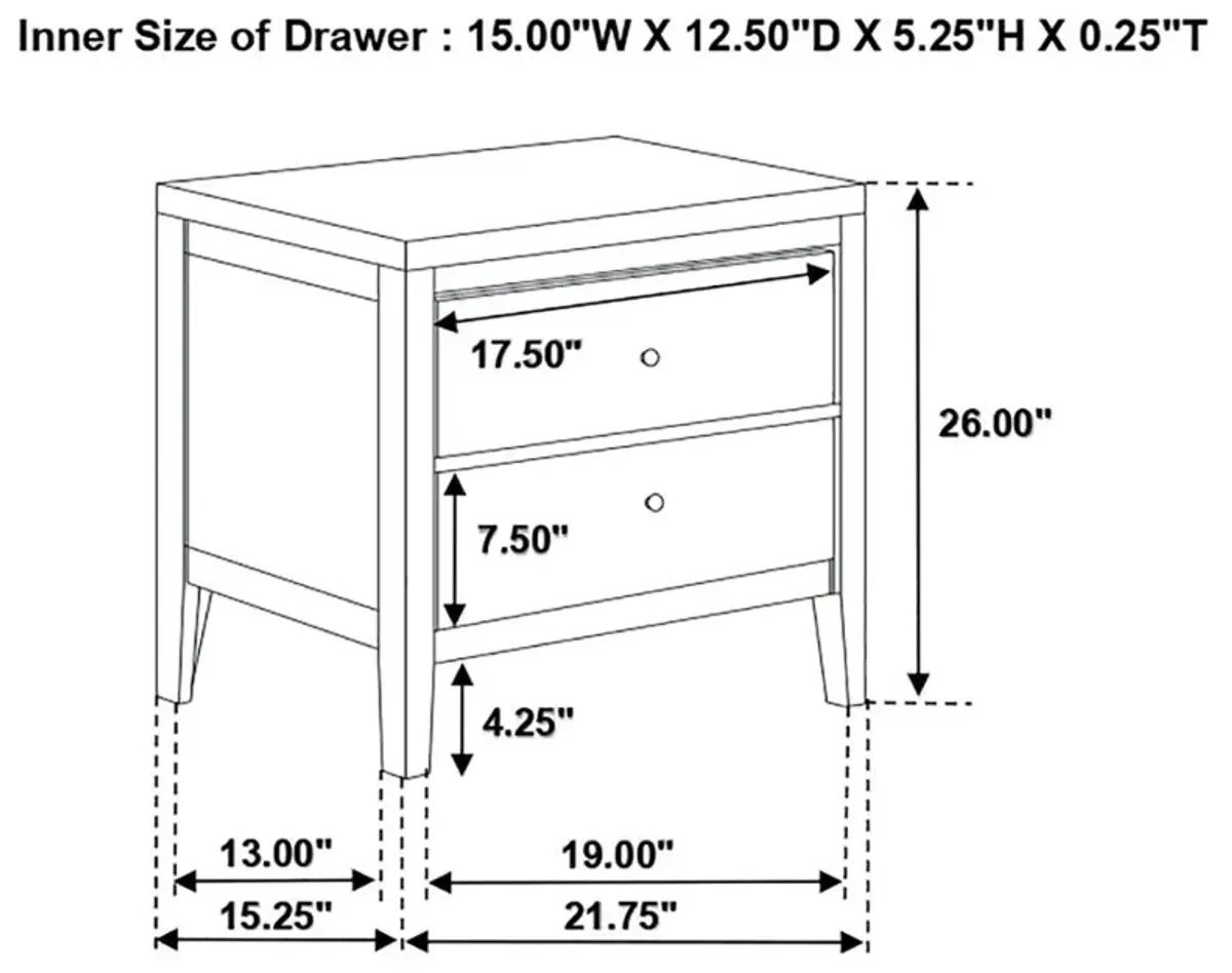 Carlton 2-Drawer Rectangular Nightstand 