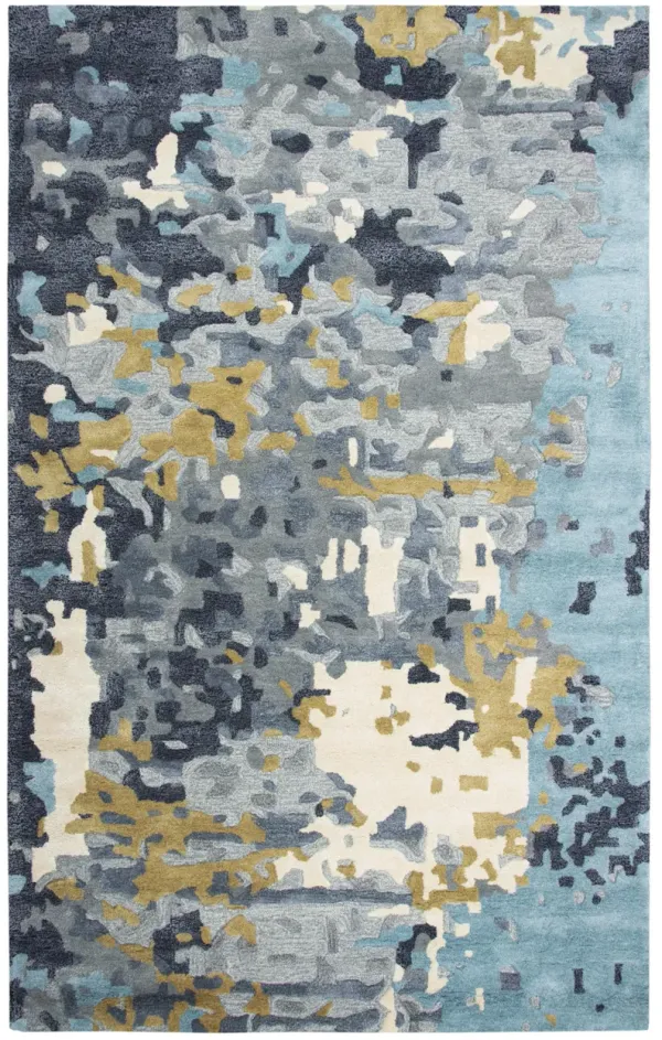 Mod Gray/Beige Abstract Wool/Tencel 8' x 10' Rectangle Rug