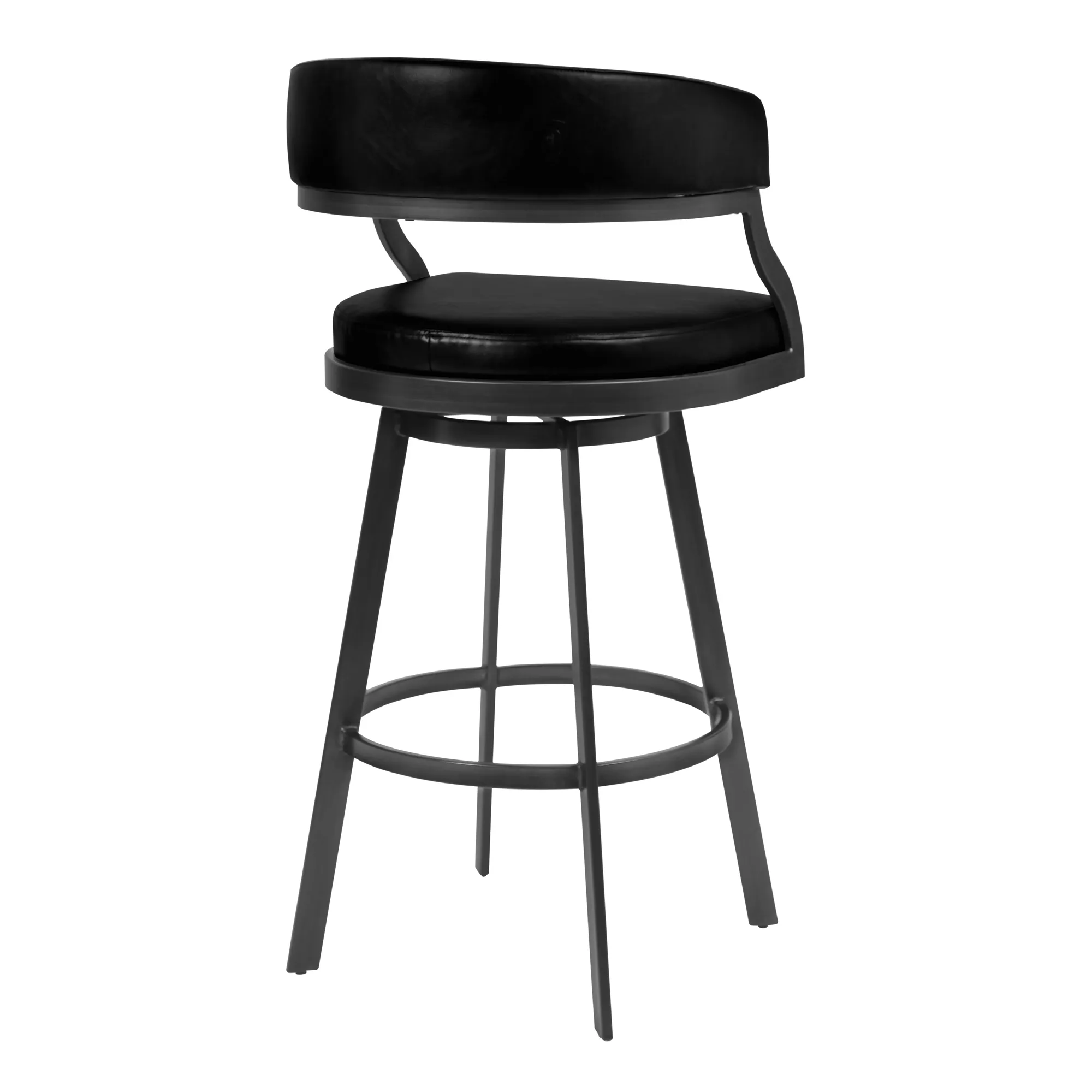 Dione 26" Counter Height Barstool in Mineral Finish and Vintage Black Faux Leather