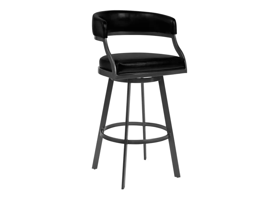 Dione 26" Counter Height Barstool in Mineral Finish and Vintage Black Faux Leather