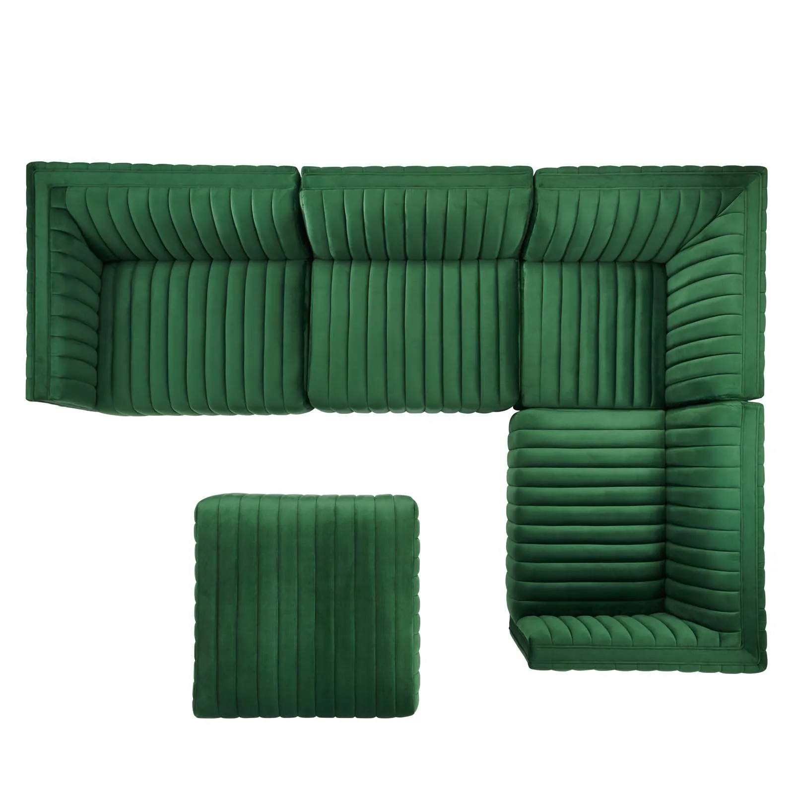 Conjure Channel Tufted Performance Velvet 5-Piece Sectional