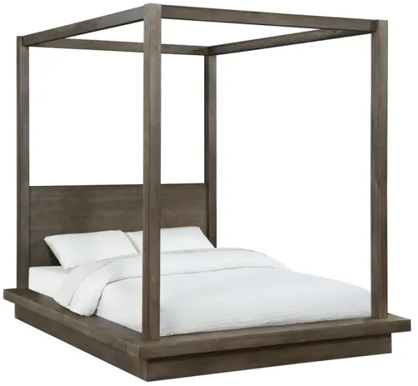 Melbourne Queen-Size Canopy Bed In Dark Pine