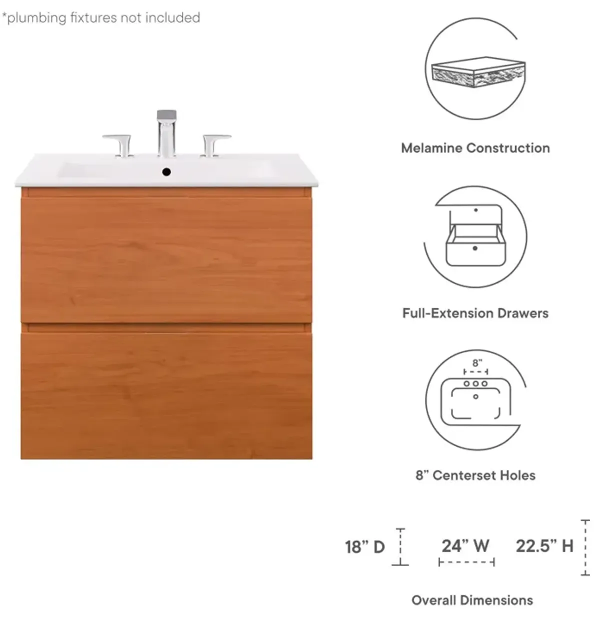 Scenic 24" Wall-Mount Bathroom Vanity