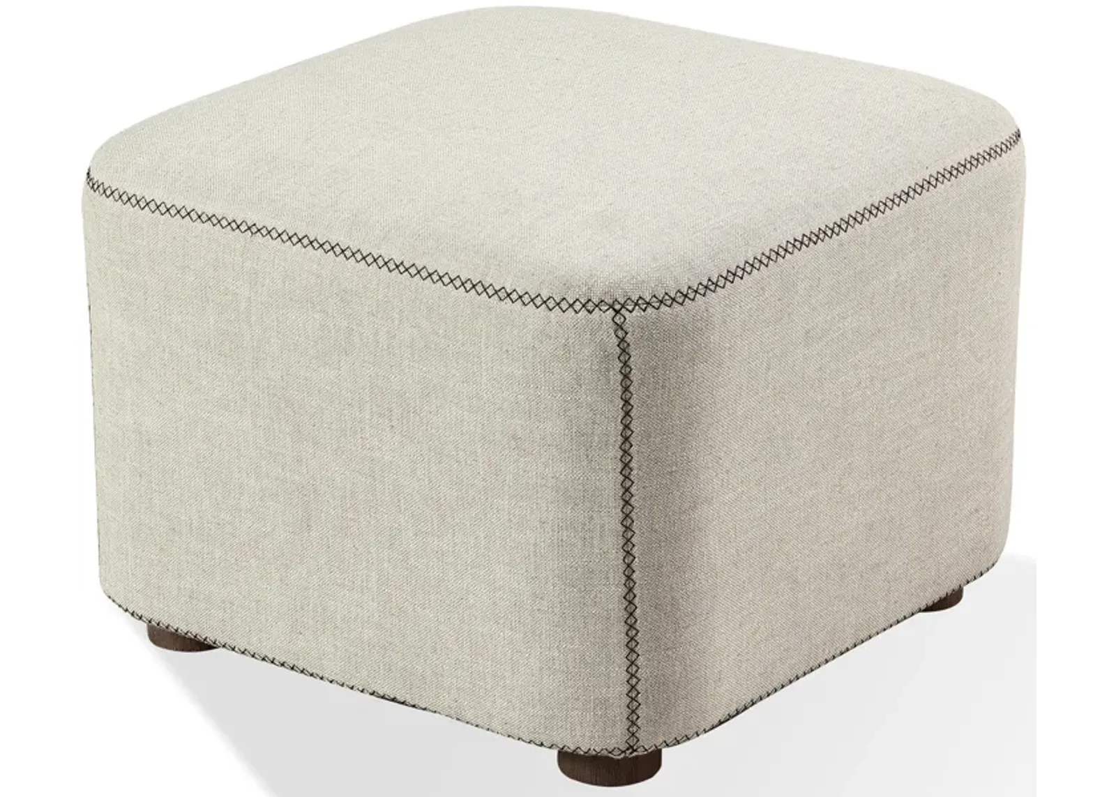 Louis Upholstered Ottoman in Natural Linen