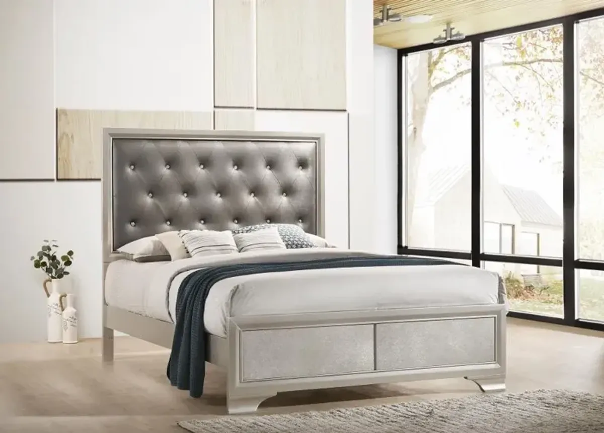 Salford Queen Panel Bed Metallic Sterling and Charcoal Grey